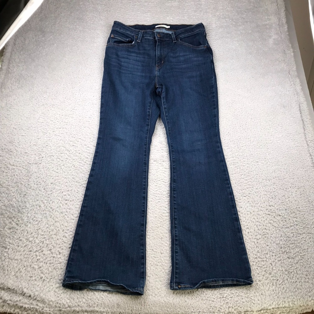 Levis 726 Flare Leg Jeans Womens 32 (32x31) Dark Wash High Rise Stretch Denim